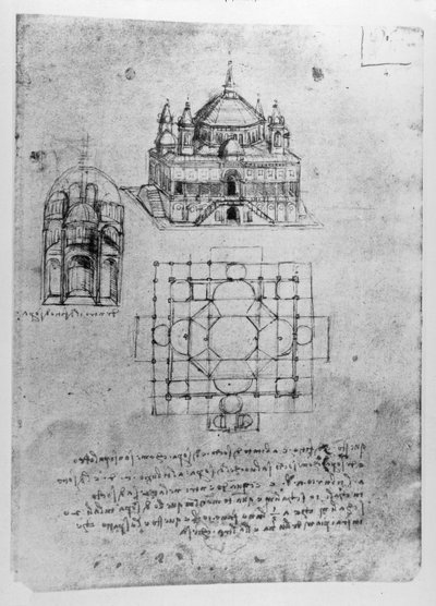 Progetto per una chiesa, fol. 4r da Leonardo da Vinci